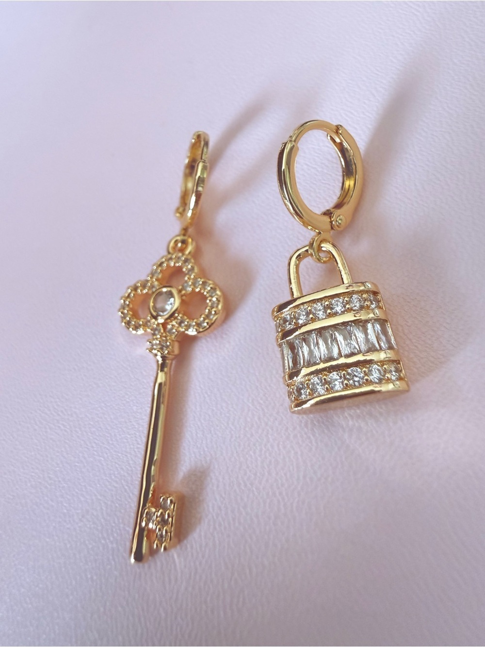 Gold plated key lock Hoop Earrings